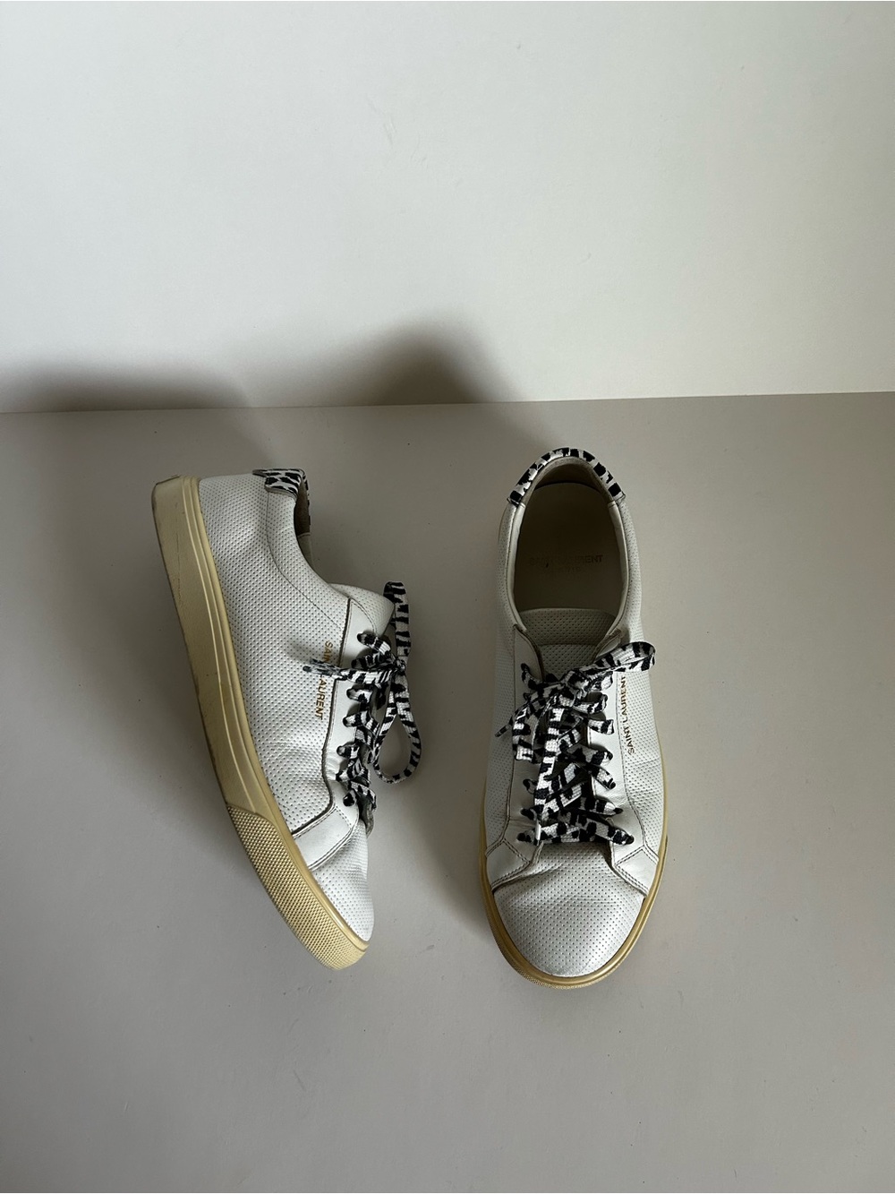 Saint Laurent White Sneakers with Black-White Laces